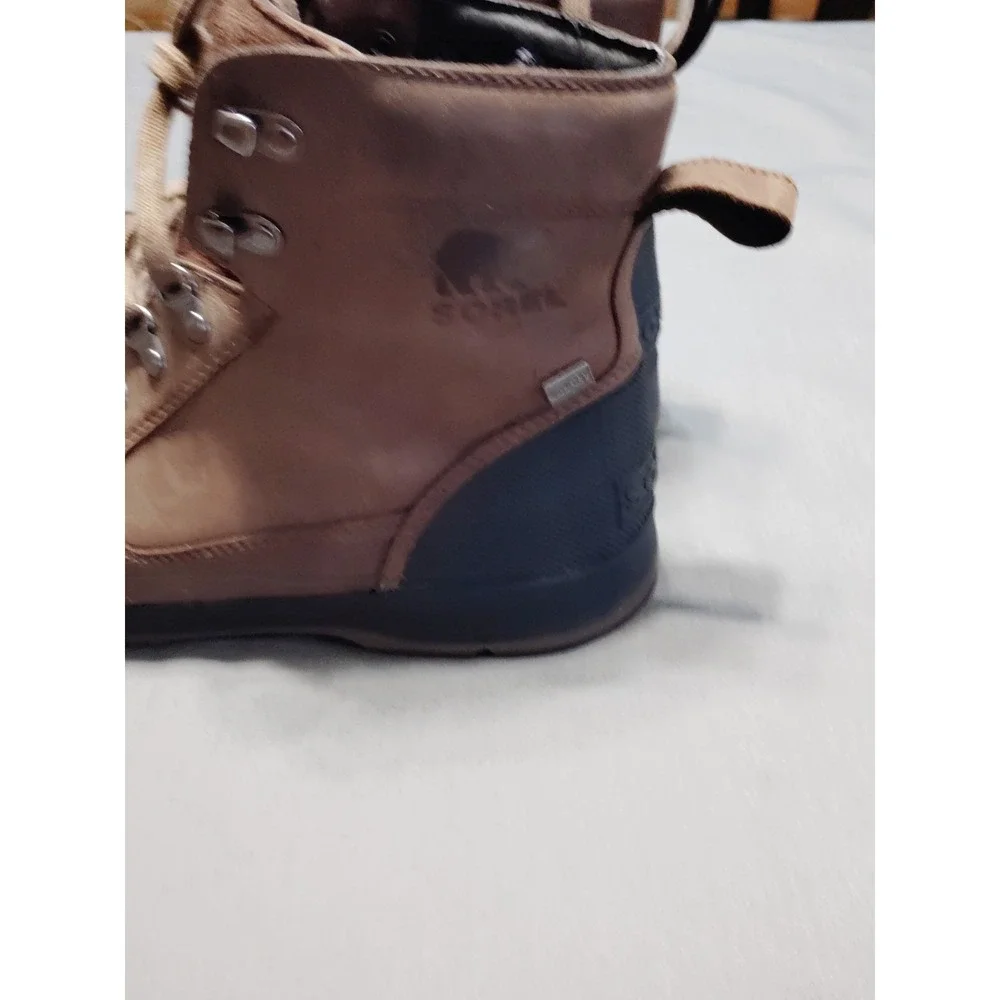 Sorel Ankeny II Mid Hiking Waterproof Boot Men 14 Brown Leather Round Toe Preppy